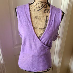Hillard & Hanson Light Purple Knit V-Neck Tank Top